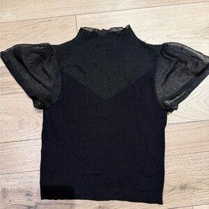 Elegant Black Sheer Sleeve Top